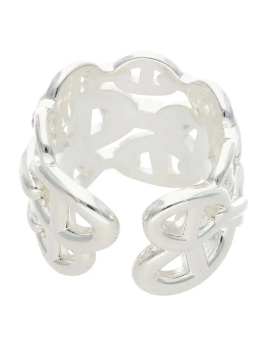 Hermes Chaine D'ancre Enchainee GM Silver Ring